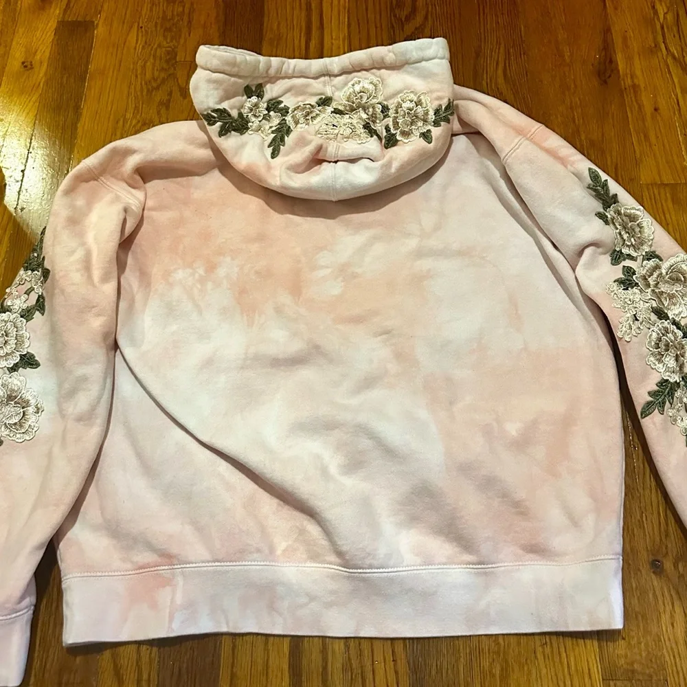 Civil Regime “Roses” Pink Tie-Dye Hoodie with Floral Embroidery size Large - Picture 3 of 3